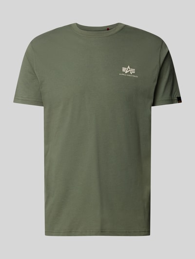 Alpha Industries T-shirt met labelprint, model 'BASIC' Groen - 2