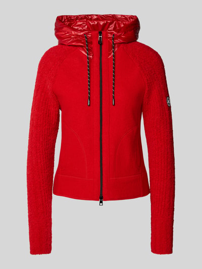 Marc Cain Strickjacke aus Schurwolle mit Kapuze und Zweiwege-Reißverschluss Rot 2