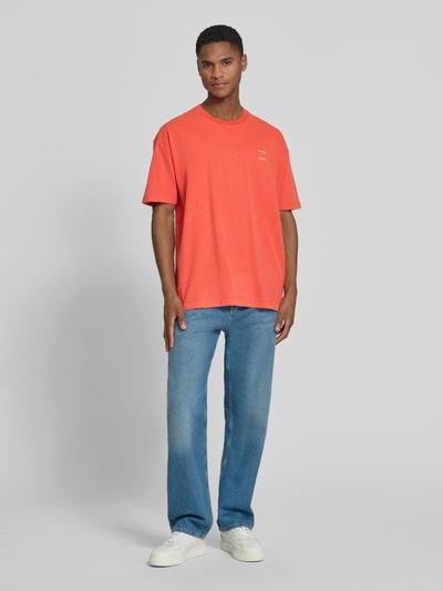 Samsøe Samsøe t-shirt z nadrukiem z logo model 'JOEL' Jasnoczerwony 1