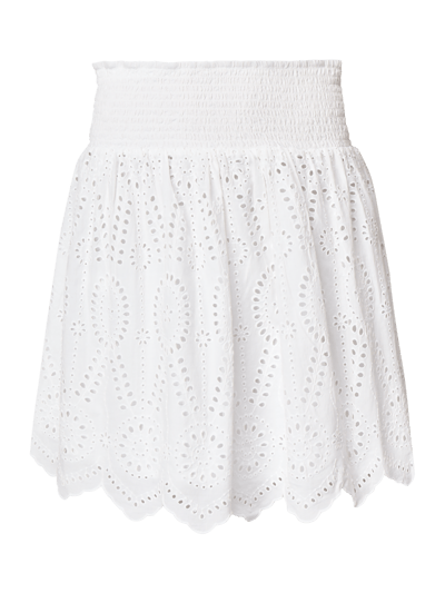 Jake*s Casual Minirok van broderie anglaise met gesmokte band Wit - 2