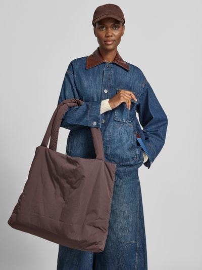 Studio Noos Tote tas met logodetail model 'Puffy' Donkerbruin - 1