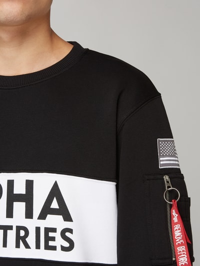 Alpha Industries Sweatshirt met mouwzak Zwart - 3