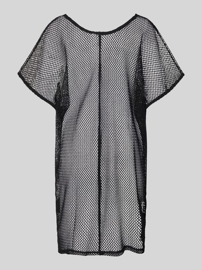 Produktfoto, Oversized T-Shirt mit Baumwoll-Anteil Modell 'KADY' von Pieces, schwarz, semitransparentes Mesh mit feinem Rautenmuster.