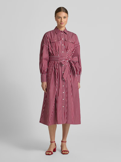 Lauren Ralph Lauren Tailliertes Blusenkleid aus reiner Baumwolle Modell 'DRAVIN' Dunkelrot 4