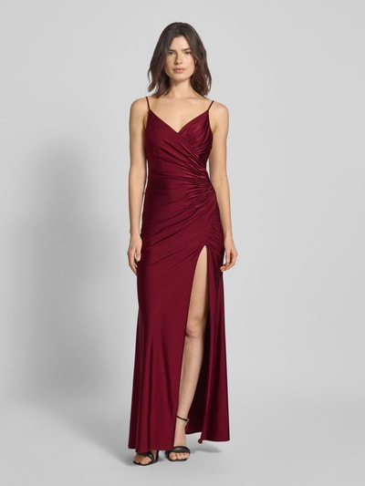 Mascara Abendkleid mit Raffungen Dunkelrot 4
