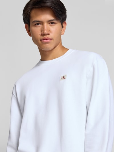 Calvin Klein Jeans Regular fit sweatshirt met logopatch, model 'Terry' Wit - 3