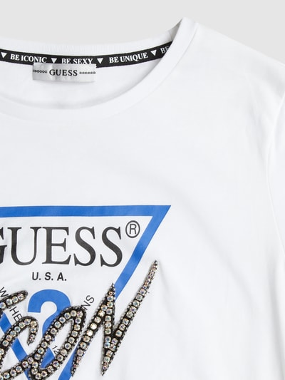 Guess T-Shirt mit Strasssteinen Weiss 2