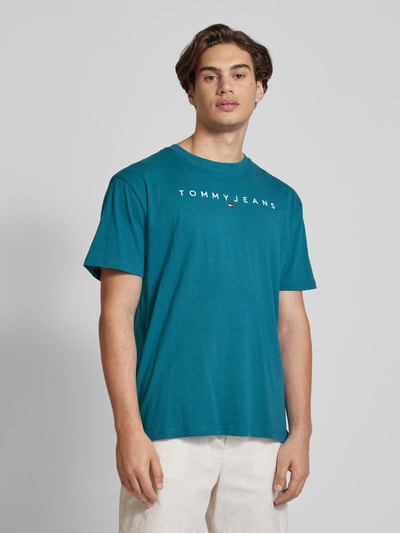 Tommy Jeans Regular fit T-shirt met labelstitching Petrol - 4