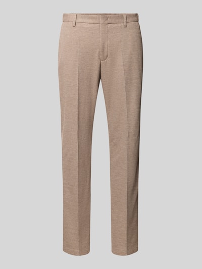 Produktfoto, Fein strukturierte Hose mit Gesäßtaschen Modell 'Rick' von Pierre Cardin, Slim Fit, Material-Mix mit Viskose-Anteil, beigefarbene Textur