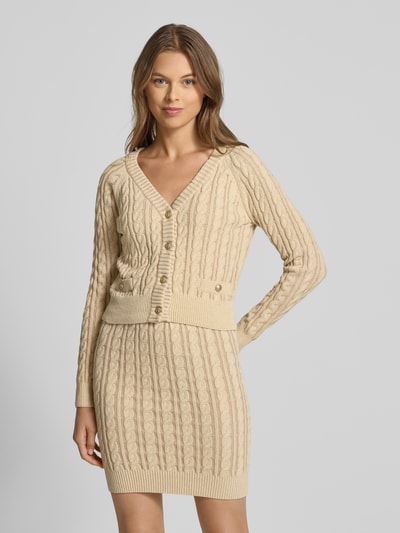 Guess Kurtka z dzianiny ze ściegiem warkoczowym model ‘GISELLE’ Camel 4