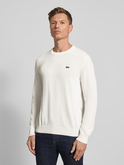 Lacoste Regular fit gebreide pullover van katoenmix  Offwhite - 4
