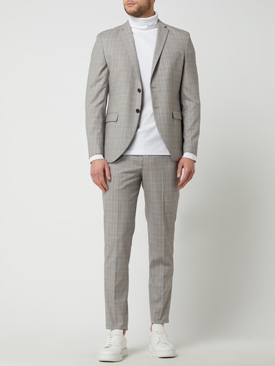 SELECTED HOMME Slim fit 2-knoops colbert met glencheck, model 'Mylologan' Middengrijs - 1