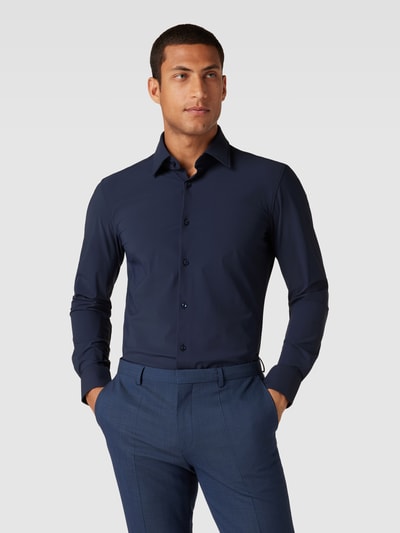 BOSS Slim Fit Business-Hemd mit Kentkragen Modell 'Hank' Marine 4