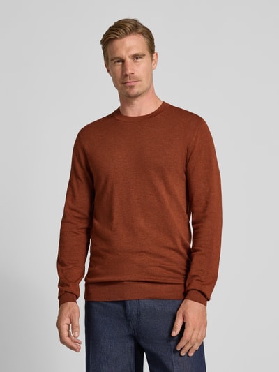 MCNEAL Sweter z dzianiny z prążkowanymi wykończeniami Ciemnoczerwony melanż 4