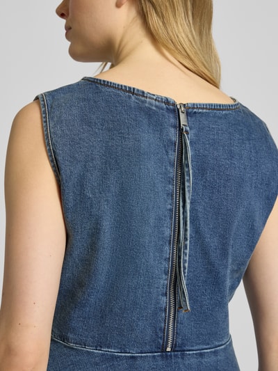 Gestuz Jeansbluse mit geripptem Rundhalsausschnitt Modell 'viva' Jeansblau 3