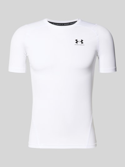 Produktfoto, Slim Fit T-shirt met Logoprint van Under Armour, witte elastische materiaalmix, ronde hals, ruglengte maat M 62 cm