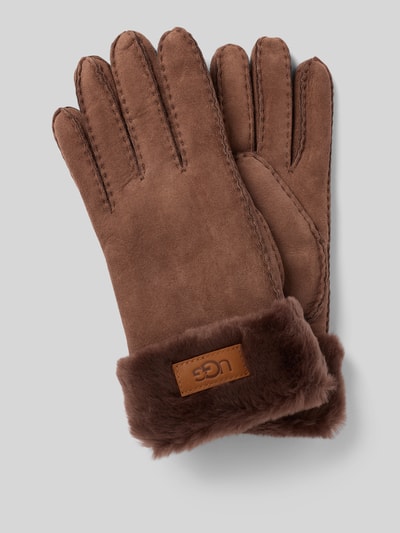 UGG Handschoenen van lamsleer met labeldetail Donkerbruin - 1