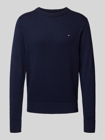 Tommy Hilfiger Strickpullover mit Logo-Stitching Modell 'PIMA' Marine 2