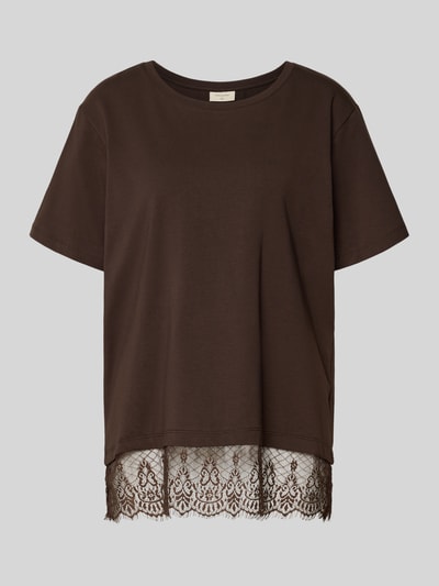FREE/QUENT T-Shirt mit Spitze Modell 'SURE' Dunkelbraun 1
