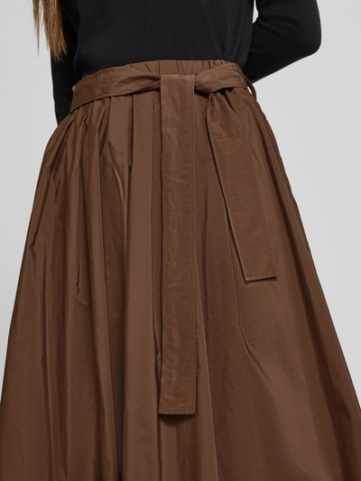 Weekend Max Mara Uitlopende midirok met tailleriem Donkerbruin - 3