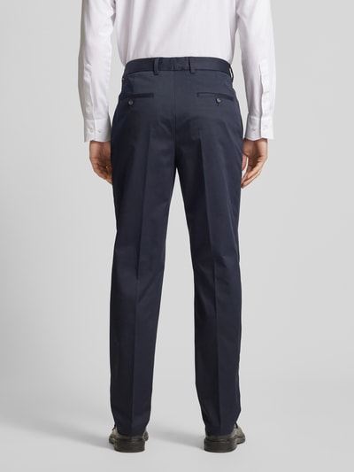 BOSS Slim fit pantalon met persplooien, model 'Perin' Marineblauw - 5