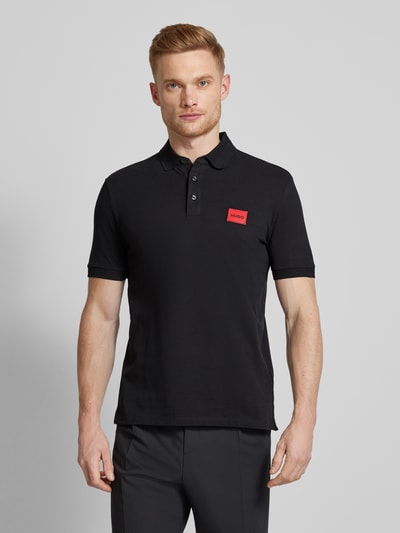 HUGO Regular fit poloshirt met labelpatch, model 'Dereso' Zwart - 4