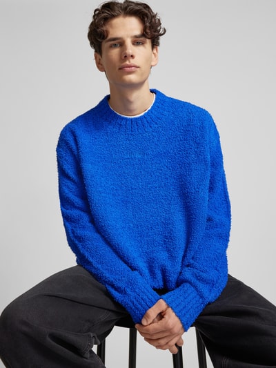 Hugo Blue Strickpullover mit Label-Stitching Modell 'Sanou' Blau 3