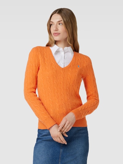 Polo Ralph Lauren Sweter z dzianiny z domieszką kaszmiru model ‘KIMBERLY’ Pomarańczowy 4