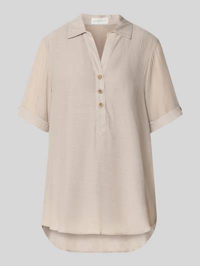 Produktfoto, Relaxed Fit Bluse aus viscosemix mit platte kraag, knoopsluiting, halflange mouwen, verlengde achterkant van Apricot