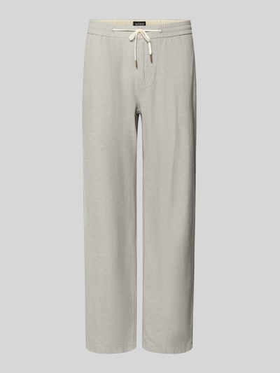 Produktfoto, Jogpants aus Baumwoll-Leinen-Mix Modell 'WARREN' von Scotch & Soda in hellem Grau, Regular-Fit, elastischer Bund, glatte Textur