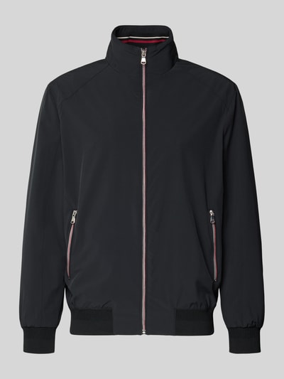 Produktfoto, Jacke mit Stehkragen von Christian Berg Men in Schwarz, Material-Mix mit Stretch-Anteil, Reißverschlusstaschen, gerippte Abschlüsse