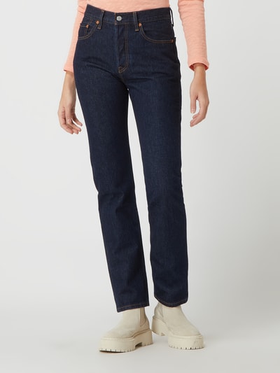 Levi's® 300 Straight Fit High Rise Jeans aus Baumwolle Modell '501™' Dunkelblau 4