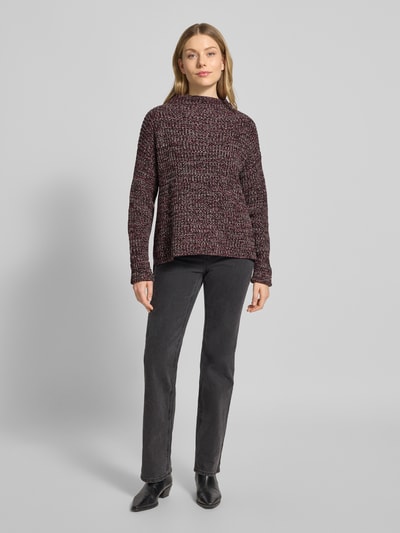 Selected Femme Regular fit gebreide pullover van katoenmix, model 'SELMA' Prune - 1