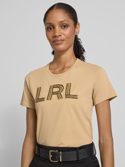 Lauren Ralph Lauren T-Shirt mit Stitching und Rundhalsausschnitt Modell 'KATLIN' Sand 3
