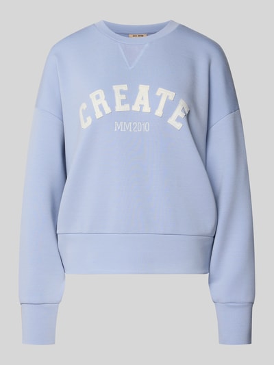 MOS MOSH Sweatshirt van viscosemix met ronde hals, model 'CELLI' Lichtblauw - 2