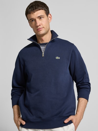 Lacoste Bluza z kołnierzem o kroju regular fit z czystej bawełny Granatowy 3