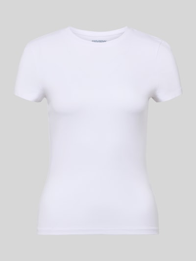 REVIEW T-shirt o kroju slim fit z mieszanki bawełny Biały 2