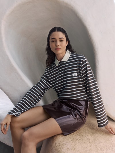 Jake*s Casual Poloshirt met labeldetail Donkerbruin - 6