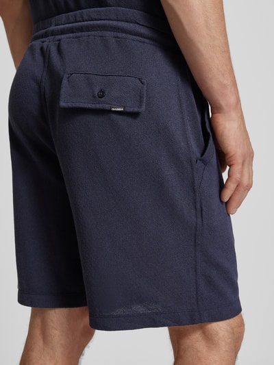 GABBA Korte regular fit broek met streepmotief, model 'Fede Win' Marineblauw - 3