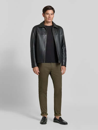 BOSS Orange Chinosy o kroju slim fit z mieszanka bawełny model 'Chino Slim 2' Oliwkowy 1