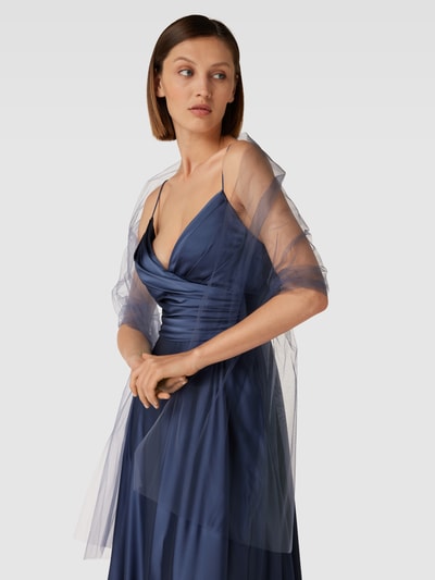 Unique Abendkleid in Wickel-Optik Rauchblau 3