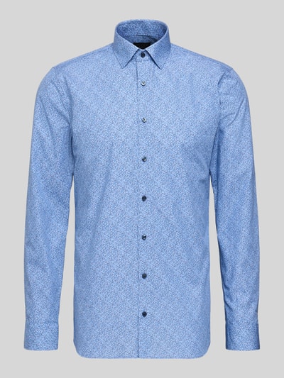 Produktfoto, Slim Fit Freizeithemd mit Kentkragen von OLYMP No. Six in Hellblau mit floralem Allover-Print, reine Baumwolle, lange Ärmel