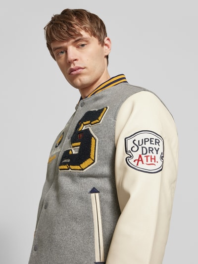 Superdry College-Jacke aus Woll-Mix mit Stehkragen Hellgrau 3