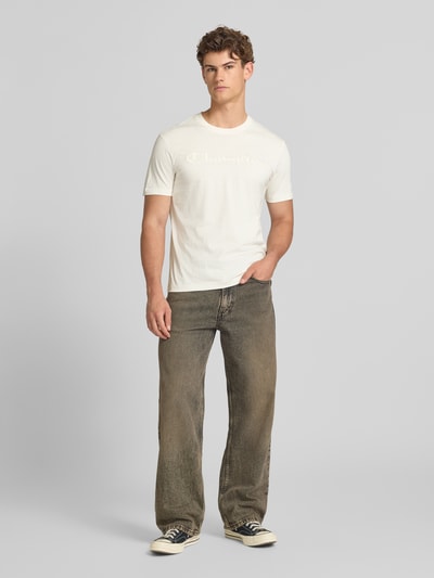 Champion T-Shirt mit Label-Stitching mit Rundhalsausschnitt Offwhite 1