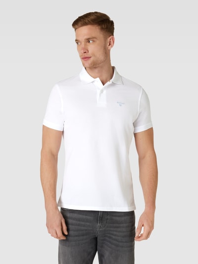 Barbour Slim Fit Poloshirt mit Label-Stitching Weiss 4