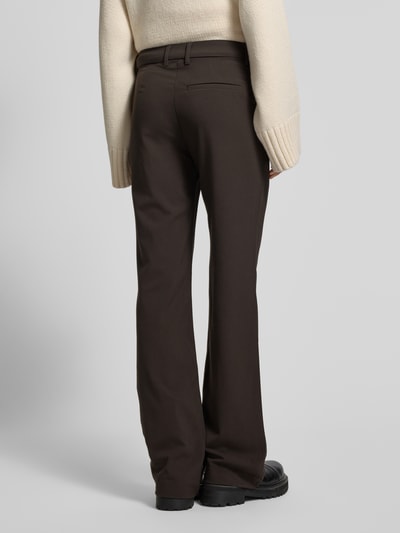 WEEKDAY Flared stoffen broek met achterzakken, model 'Kate' Chocoladebruin - 5