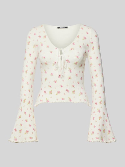 Gina Tricot Gebreid shirt met trompetmouwen Offwhite - 2