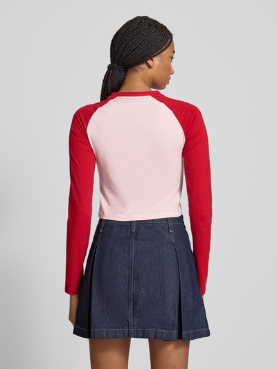 Guess Jeans Bluzka krótka z długim, raglanowym rękawem Czerwony 5