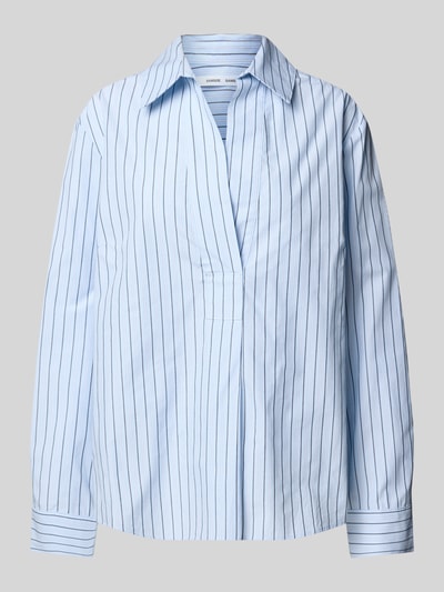 Samsøe Samsøe Relaxed Fit Hemdbluse mit V-Ausschnitt Modell 'SATOLINA' Hellblau 2