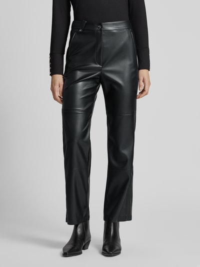 MM Straight Fit Stoffhose in Leder-Optik Modell 'STRUZZO' Black 4